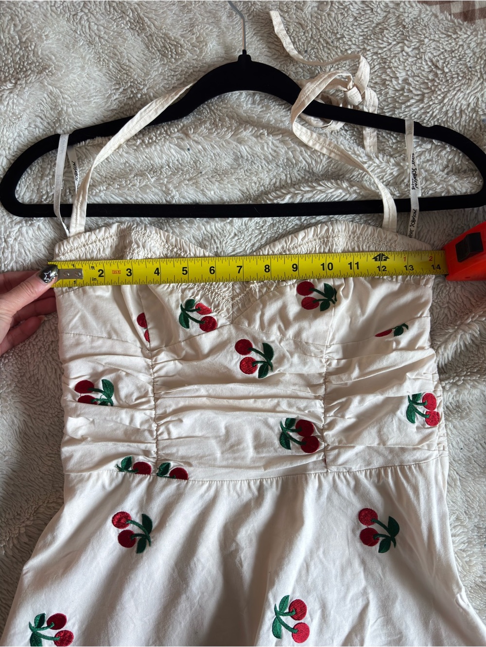 Betsey Johnson White Halter Cherry Print Sundress - Picture 6 of 9